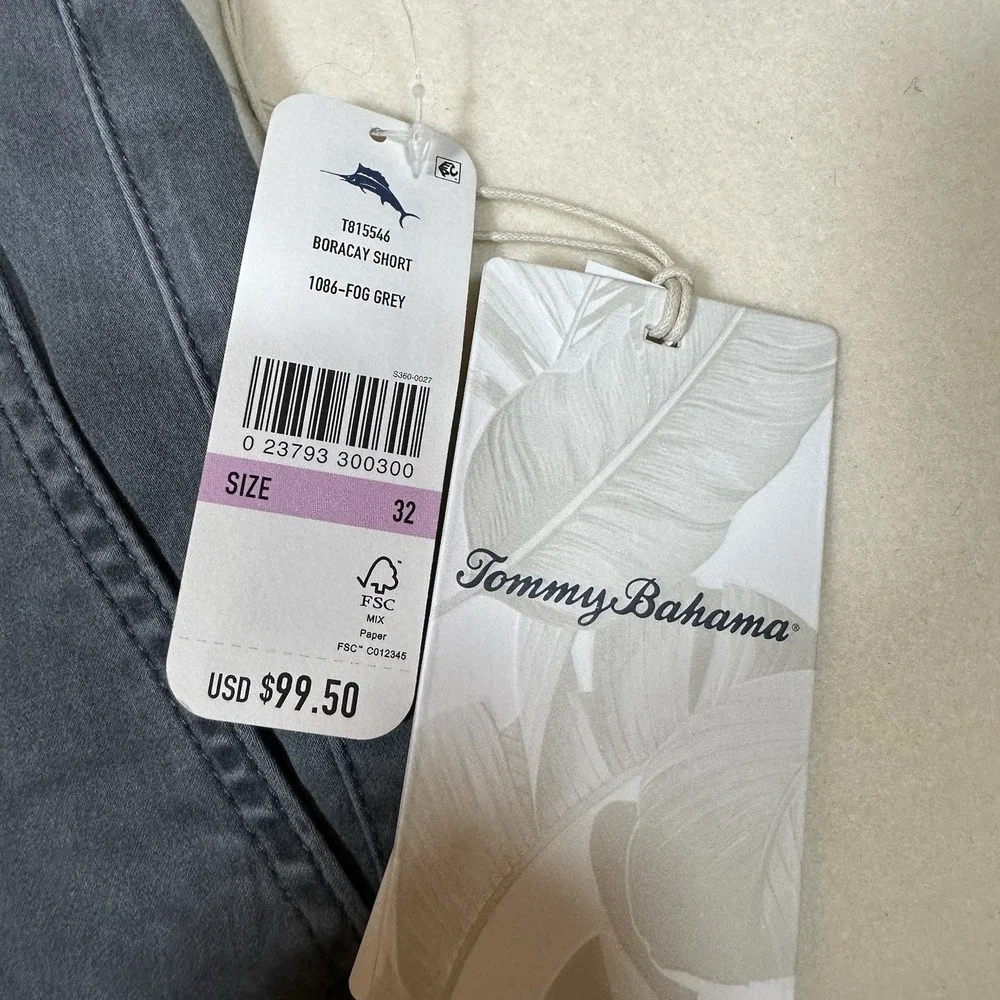 XSoldXTommy Bahama Shorts Men 32 Boracay Chino Grey Tencel Blend 10 Inch NWT